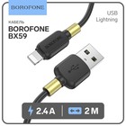 Кабель Borofone BX59, Lightning - USB, 2.4 А, 1 м, PVC оплётка, чёрный 9088718 - фото 11760484