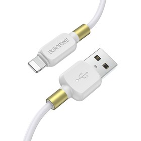 Кабель Borofone BX59, Lightning - USB, 2.4 А, 1 м, PVC оплётка, белый