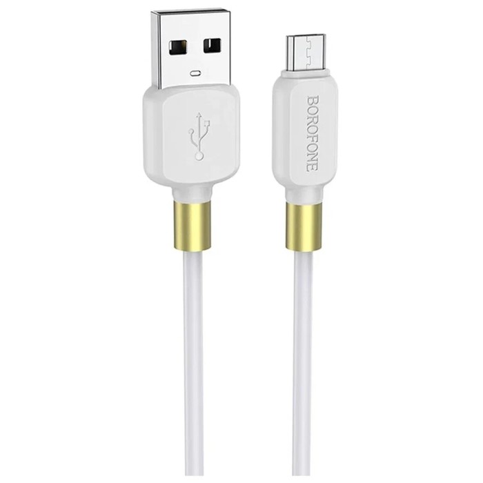 Кабель Borofone BX59, microUSB - USB, 2.4 А, 1 м, TPE оплётка, белый - фото 51463825