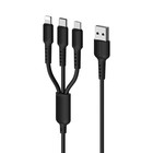 Кабель Borofone X16, 3 в 1 Lightning/microUSB/Type-C, 2.4 А, 1 м, TPE оплётка, чёрный 9088758 - фото 13832043