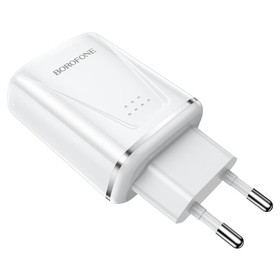 Сетевое зарядное устройство Borofone BA54A, 2xUSB, QC3.0, 3 А, белое