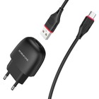 Сетевое зарядное устройство Borofone BA49A, USB, 2.1 А, кабель microUSB, 1 м, чёрное - фото 51464050