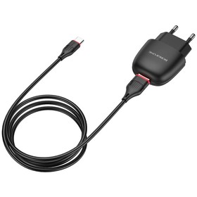 Сетевое зарядное устройство Borofone BA49A, USB, 2.1 А, кабель Type-C, 1 м, чёрное