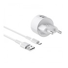 Сетевое зарядное устройство Borofone BA23A, 2xUSB, 2.4 А, кабель microUSB, 1 м, белое - фото 51464076