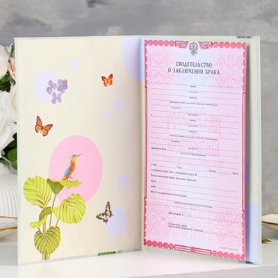 Папка для свидетельства о заключении брака, софт тач «Влюбленные»