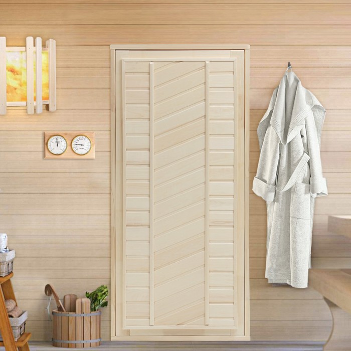 Дверь для бани и сауны, размер коробки 170х80 см, универсальная, липа - Фото 1