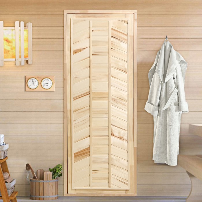 Дверь для бани и сауны, размер коробки 180х70 см, универсальная, липа - Фото 1
