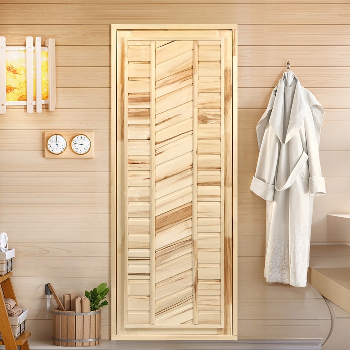 Дверь для бани и сауны, размер коробки 180х70 см, универсальная, липа - Фото 1