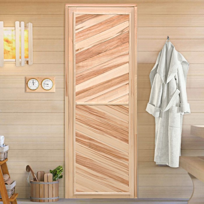 Дверь для бани и сауны, размер коробки 180х70 см, универсальная, липа - Фото 1