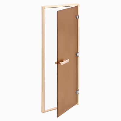 Дверь для бани и сауны «Бронза», 180×70 см по коробке, липа, матовое стекло