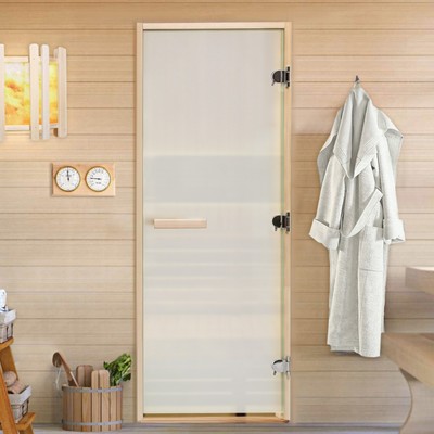 Дверь для бани и сауны "Сатин", размер коробки 170х70 см, липа, 8 мм