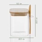 Банка для сыпучих BellaTenero «Эко», 500 мл, 10.5×8.2×10.5 см, с бамбуковой крышкой и ложкой, стекло, прозрачная - Фото 2