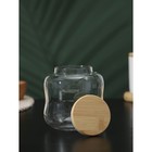 Банка стеклянная для сыпучих продуктов с бамбуковой крышкой BellaTenero «Эко. Изгиб», 700 мл, 10,5×11,5 см - фото 4381442