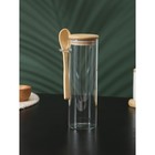 Банка стеклянная для сыпучих продуктов с бамбуковой крышкой и ложкой BellaTenero «Эко», 550 мл, 8,3×6,7×21 см - Фото 4