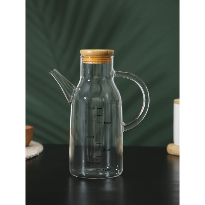 Бутылка стеклянная для соуса и масла с мерной шкалой BellaTenero «Эко», 550 мл, 15×8,5×20 см