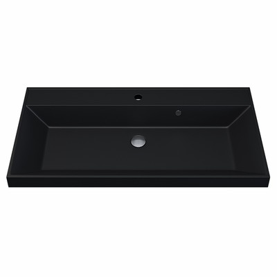 Раковина Uperwood Classic Quartz 90 см, кварцевая, черная матовая, уголь