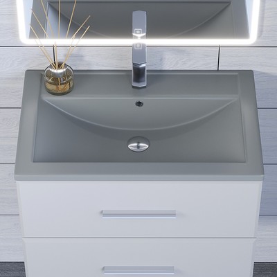 Раковина Uperwood Foster Quartz 70 см, кварцевая, серая матовая, бетон