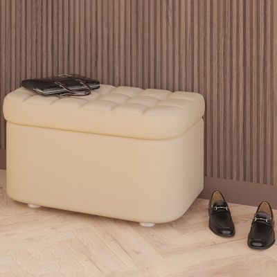 Банкетка «Милена», 760×380×425 мм, искусственная кожа, цвет кофе с молоком