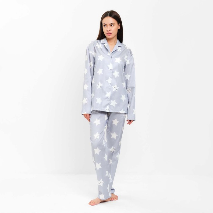 Пижама женская (рубашка, брюки) KAFTAN «Звезды», размер 48-50, серая