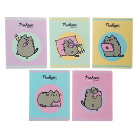 Тетрадь 48 листов в клетку Pusheen, обложка мелованный картон, выборочный УФ лак, конгрев, блок офсет, МИКС 9734922