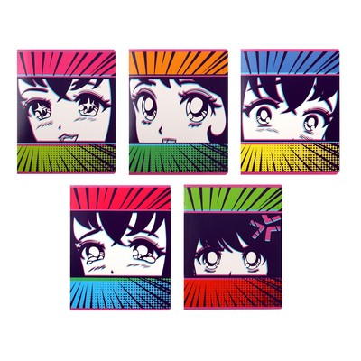 Тетрадь 48 листов в клетку «Аниме глаза», обложка мелованный картон, серые листы