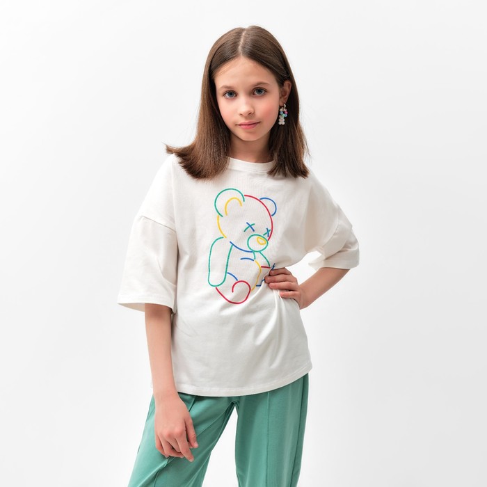 Футболка детская MINAKU, цвет молочный, рост 152 см - Фото 1