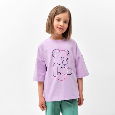 Футболка детская MINAKU, лавандовая, рост 128 см