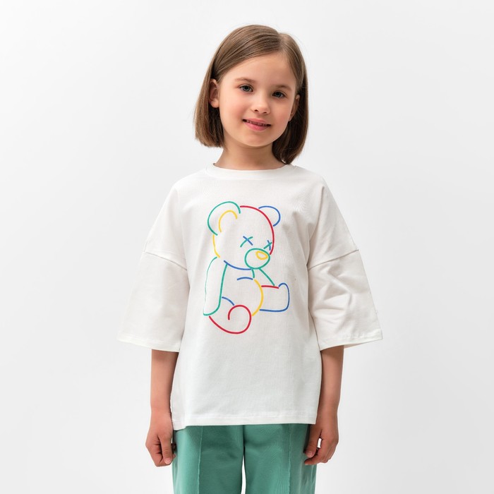 Футболка детская MINAKU, цвет молочный, рост 134 см - Фото 1