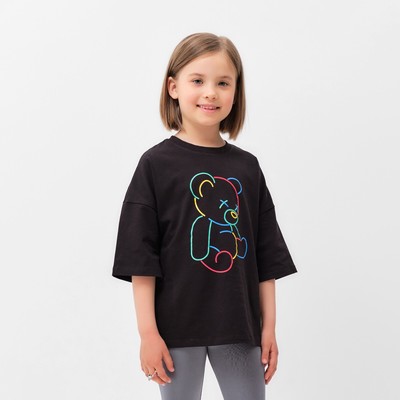 Футболка детская MINAKU, чёрная, рост 122 см