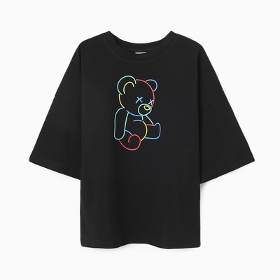 Футболка детская MINAKU, чёрная, рост 122 см