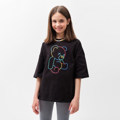 Футболка детская MINAKU, чёрная, рост 158 см