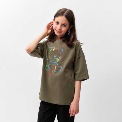 Футболка детская MINAKU, хаки, рост 140 см