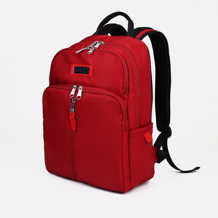 Рюкзак школьный на молнии, RISE, 2 наружных кармана, отдел для ноутбука, цвет красный - Фото 1