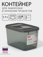 Контейнер для заморозки и хранения продуктов phibo «Кристалл», 1.7 л, 18×12.5×11 см, пластик, прозрачный, крышка серая - Фото 1