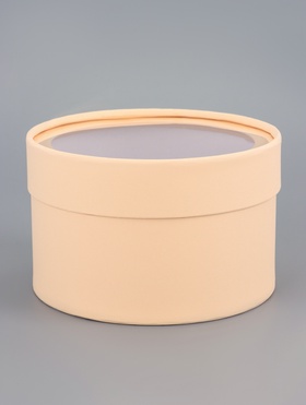 Подарочная коробка круглая «Крема» кремовая, завальцованная с окном, 16×10 см