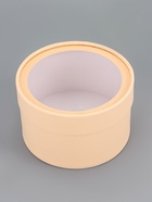 Подарочная коробка круглая «Крема» кремовая, завальцованная с окном, 16×10 см - Фото 2