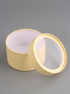 Подарочная коробка круглая «Крема» кремовая, завальцованная с окном, 16×10 см - Фото 6