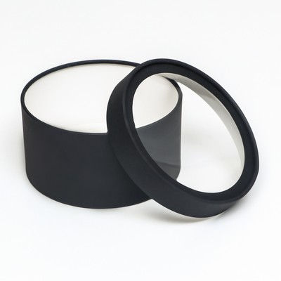Подарочная коробка круглая Black чёрная, завальцованная с окном, 18×10 см