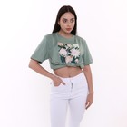 Футболка женская, цвет оливковый, размер 48 - фото 22290261