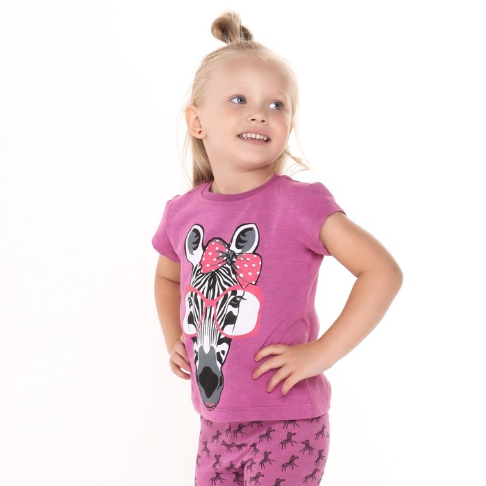Комплект для девочки (футболка/бриджи) цвет розовый/зебра, рост 134-140 см