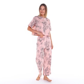 Комплект женский (футболка, бриджи), цвет пыльно розовый/драконы, размер 42 (XS)