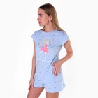 Комплект женский (футболка/шорты), цвет голубой/звёзды, размер 50 (XL) - Фото 3