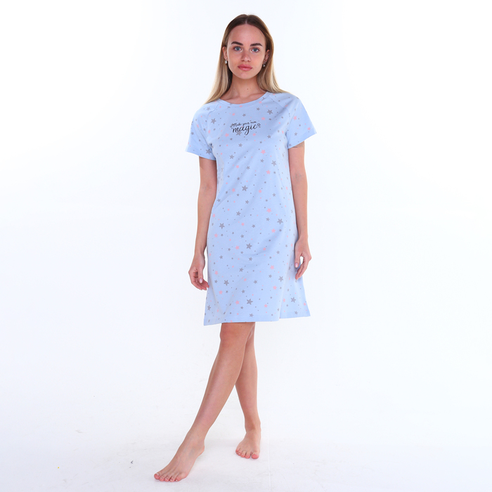 Платье домашнее женское, цвет голубой, размер 50 (XL)