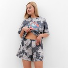 Комплект женский (футболка/шорты), цвет графит, размер 46 - фото 54747773