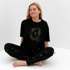 Комплект женский (футболка/брюки), цвет чёрный, размер 50 - фото 48964980