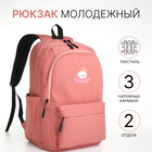 Рюкзак школьный из текстиля на молнии, 2 отдела, 3 кармана, цвет розовый - фото 108829397