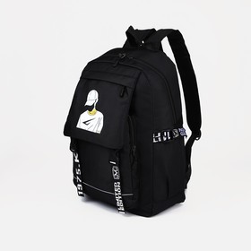 Рюкзак школьный на молнии, 2 наружных кармана, цвет чёрный
