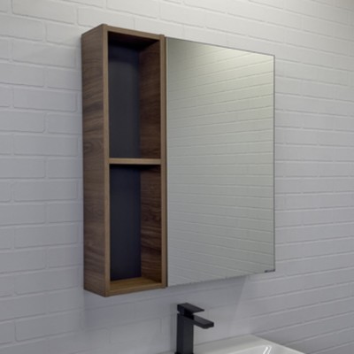 Зеркало шкаф Comforty Соло 70 для ванной комнаты, цвет дуб тёмно-коричневый