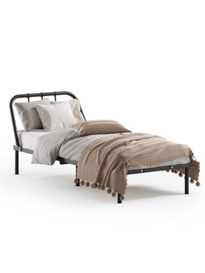 Кровать разборная металлическая «Мира», с спинкой, 900×2000 мм, цвет чёрный