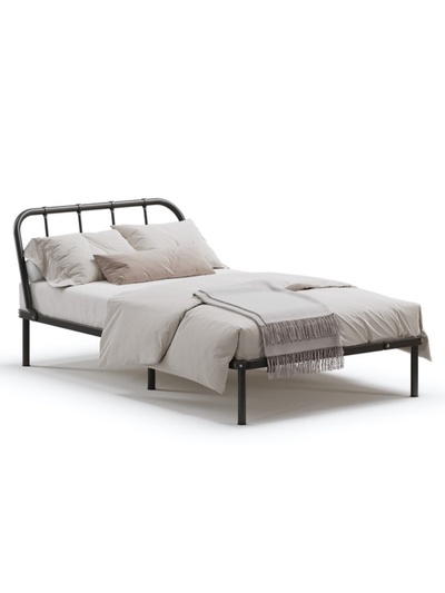 Кровать разборная металлическая «Мира», с спинкой, 1200×2000 мм, цвет чёрный